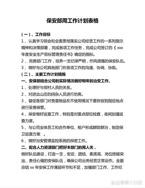 物业公司保安工作计划如何制定与落实？-第1张图片-德高鼎泰便民中心